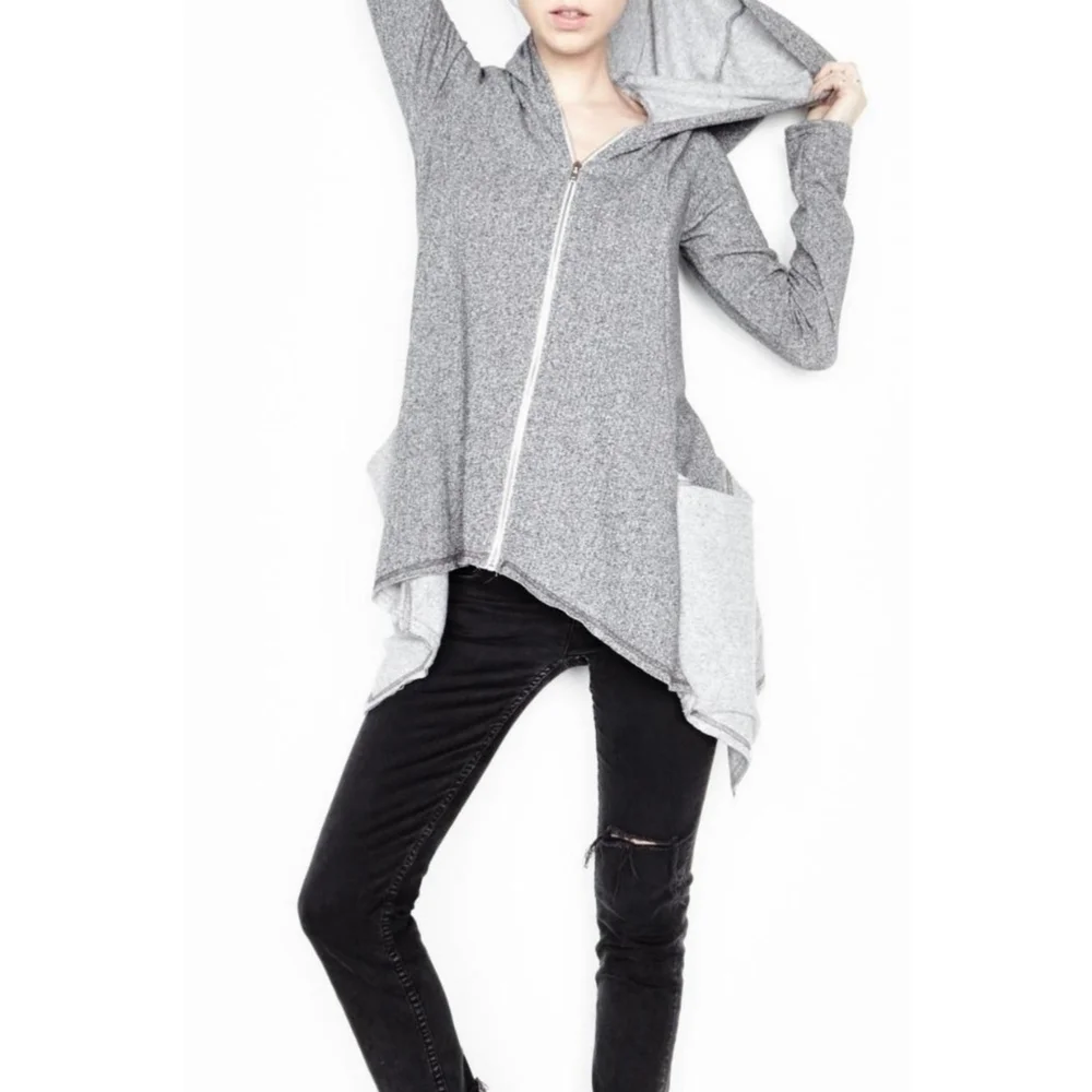 MICHAEL LAUREN // ltd ed casper full zip asymmetric super soft hooded ja…